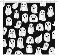 shengjun spooky cute funny cartoon ghosts shower curtain - halloween decor with 72x72 inches fabric, ideal for trick or treat bathrooms - includes 12 hooks logo