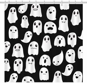 img 4 attached to SHENGJUN Spooky Cute Funny Cartoon Ghosts Shower Curtain - Halloween Decor with 72x72 Inches Fabric, Ideal for Trick or Treat Bathrooms - Includes 12 Hooks