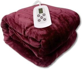 img 4 attached to 🔥 Westerly Full Size Microplush Electric Heated Blanket in Wine - Cozy and Warm Deluxe Bedding Solution
