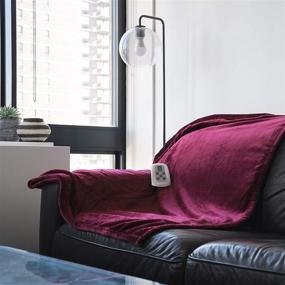 img 2 attached to 🔥 Westerly Full Size Microplush Electric Heated Blanket in Wine - Cozy and Warm Deluxe Bedding Solution