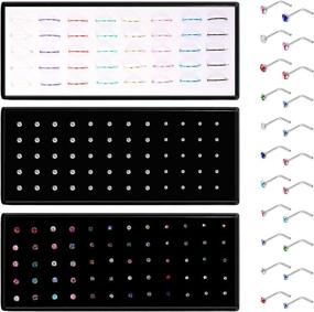 img 4 attached to 140-160PCS 22G Surgical Steel Nose Ring Stud Bone/L Shape Nose Stud Hoop Nose Ring Piercing Pin Nose Piercing Jewelry BSET-MADE 1.5/2/2.5mm CZ by BodyBonita