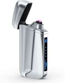 img 4 attached to 🔥 Vano Silver USB Rechargeable Electric Lighter - Dual Arc Plasma with Touch Sensor for Rapid Ignition - Flameless, Splashproof, and Windproof - Eco-Friendly