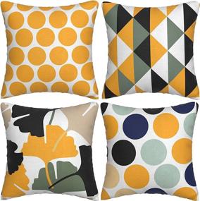 img 4 attached to 🛋️ Stylish Cooperwin 18x18 Throw Pillow Covers Set of 4 with Modern Geometric Elements - Ideal for Sofa, Couch, Home Décor and Outdoor Living