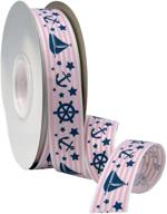 🎀 morex ribbon nautical baby grosgrain fabric ribbon, light pink, 7/8-inch by 25-yard spool logo