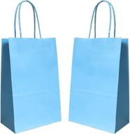 🎁 medium gift bags, party bags, artseen kraft paper bags with handles 7.6x4.0x10.0 inches (pack of 12) - light blue logo