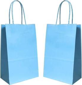 img 4 attached to 🎁 Medium Gift Bags, Party Bags, Artseen Kraft Paper Bags with Handles 7.6X4.0X10.0 inches (Pack of 12) - Light Blue