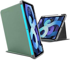 img 4 attached to 🌵 todmor Vertical Case for iPad Air 4 - Protective Case with iPad Pencil Holder, Magnetic Kickstand, and Wireless Charging Support - Cactus