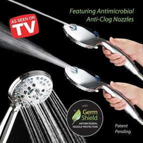 img 2 attached to 🚿 AquaCare AS-SEEN-ON-TV High Pressure 3-way Shower Head Combo with Adjustable Arm - 50-mode Rain, Antimicrobial Nozzles, Tub & Pet Power Wash, 6 ft. Stainless Steel Hose, All Chrome Finish