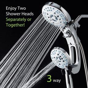 img 3 attached to 🚿 AquaCare AS-SEEN-ON-TV High Pressure 3-way Shower Head Combo with Adjustable Arm - 50-mode Rain, Antimicrobial Nozzles, Tub & Pet Power Wash, 6 ft. Stainless Steel Hose, All Chrome Finish