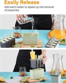 img 1 attached to 🍦 Kootek Popsicle Molds Sets 8 Ice Pop Makers - Reusable Ice Cream Mold with Funnel and Cleaning Brush - Dishwasher Safe and Durable Popsicles Tray Holders - Green & Beige