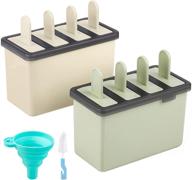 🍦 kootek popsicle molds sets 8 ice pop makers - reusable ice cream mold with funnel and cleaning brush - dishwasher safe and durable popsicles tray holders - green & beige logo