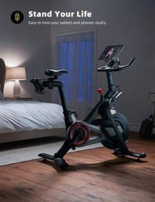 img 2 attached to 🚴 Lamicall Spinning Bike Tablet Holder Mount: Gym Treadmill Tablet Stand for Microphone Stand & Indoor Stationary Exercise Bicycle