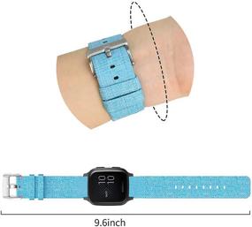 img 2 attached to Comfortable and Stylish: Youkei Breathable Nylon Woven Fabric Band for Garmin Venu Sq Smartwatch (Blue)