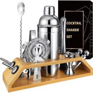 🍸 bartender kit, 12 pcs premium stainless steel bar set tools with bamboo stand – including 25 oz martini shaker – ideal cocktail shaker set for mixing cocktails logo