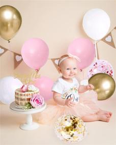 img 2 attached to 🎈 Комплект розовых, золотых и белых воздушных шаров (60 штук) - шары диаметром 12 дюймов, изготовленные из латекса, в розовом, золотом и с конфетти - идеально подходят для декора на день рождения, детского праздника, свадьбы, помолвки или Дня Святого Валентина.