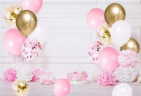 img 1 attached to 🎈 Комплект розовых, золотых и белых воздушных шаров (60 штук) - шары диаметром 12 дюймов, изготовленные из латекса, в розовом, золотом и с конфетти - идеально подходят для декора на день рождения, детского праздника, свадьбы, помолвки или Дня Святого Валентина.