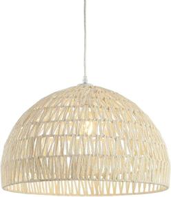 img 2 attached to 🏠 JONATHAN Y JYL6504A Campana 20" Woven Rattan Dome LED Pendant – Scandinavian Minimalist Design for Kitchen and Living Room in Cream Shade