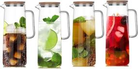 img 2 attached to 🥛 Cupwind 50oz Glass Water Pitcher: Stainless Steel Lid, Handle, Easy Clean Borosilicate Jug for Iced Tea, Juice, Milk, Cold/Hot Drinks