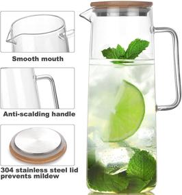 img 3 attached to 🥛 Cupwind 50oz Glass Water Pitcher: Stainless Steel Lid, Handle, Easy Clean Borosilicate Jug for Iced Tea, Juice, Milk, Cold/Hot Drinks