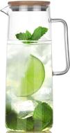 🥛 cupwind 50oz glass water pitcher: stainless steel lid, handle, easy clean borosilicate jug for iced tea, juice, milk, cold/hot drinks logo