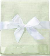 1️⃣ mint green thermal waffle weave baby blanket: cozy and luxurious with satin nylon trim logo