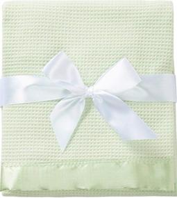 img 1 attached to 1️⃣ Mint Green Thermal Waffle Weave Baby Blanket: Cozy and Luxurious with Satin Nylon Trim