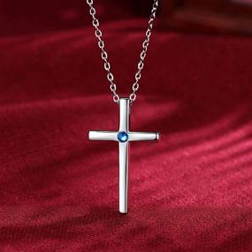 img 1 attached to 💎 Stunning Birthstone Tiny Cross Pendant Necklace: A Perfect Birthday Gift for Women – XOYOYZU Fashion Jewelry