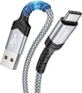 🔌 jsaux usb c cable fast charging - 3-pack (1ft+3.3ft+6.6ft) - usb a to type c charger nylon braided cord - compatible with samsung galaxy s10 s9 s8 plus, note 10 9 8, moto z, lg v20 g6 g5, and more (silver) logo