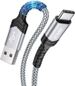 img 4 attached to 🔌 JSAUX USB C Cable Fast Charging - 3-Pack (1ft+3.3ft+6.6ft) - USB A to Type C Charger Nylon Braided Cord - Compatible with Samsung Galaxy S10 S9 S8 Plus, Note 10 9 8, Moto Z, LG V20 G6 G5, and More (Silver)