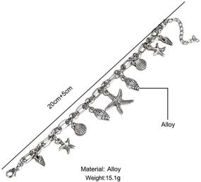 img 3 attached to Reetan Бохо браслеты на щиколотку с серебряной морской звездой и кисточкой, модные летние пляжные аксессуары для женщин и девочек