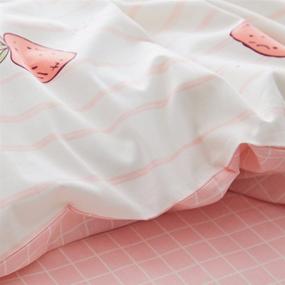 img 2 attached to AOJIM 100% Cotton Women's/Girl's Duvet Cover Cute Quilt Cover Kawaii Strawberry Bedding Set 3 PCS - Queen Size Comforter Cover with 2 Pillowcases - Valuable Gift for Baby Teens Adults - Queen (No Comforter Included)