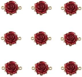 img 3 attached to 🌹 Beadthoven Dark Red Rose Flower Alloy Charms for Valentine's Day DIY Jewelry Making - 30pcs Light Gold Plated 3D Rose Chandelier Pendants