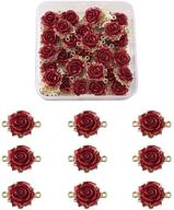 🌹 beadthoven dark red rose flower alloy charms for valentine's day diy jewelry making - 30pcs light gold plated 3d rose chandelier pendants logo