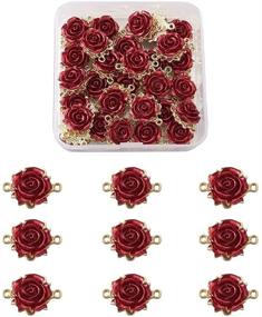 img 4 attached to 🌹 Beadthoven Dark Red Rose Flower Alloy Charms for Valentine's Day DIY Jewelry Making - 30pcs Light Gold Plated 3D Rose Chandelier Pendants