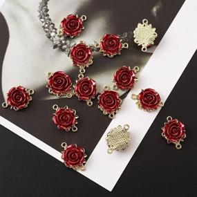 img 1 attached to 🌹 Beadthoven Dark Red Rose Flower Alloy Charms for Valentine's Day DIY Jewelry Making - 30pcs Light Gold Plated 3D Rose Chandelier Pendants