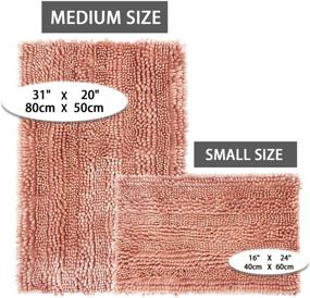 img 1 attached to 🛀 Civkor 2-Piece Pink Bathroom Rugs Mats Set - Butter Chenille Bath Mat Rug with Non-Slip Backing - Shiny Noodle Texture - Super Absorbent & Machine Washable - Sizes: 31x20" and 24x16