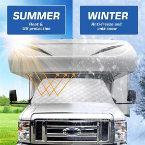 img 2 attached to 🚐 BougeRV RV Windshield Window Snow Cover for Class C Ford E450 1997-2022: Ultimate Protection for Motorhome Windshield in Harsh Winter Conditions with Mirror Cutouts and 4 Layers for Enhanced Durability - Silver