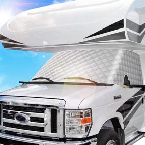 img 4 attached to 🚐 BougeRV RV Windshield Window Snow Cover for Class C Ford E450 1997-2022: Ultimate Protection for Motorhome Windshield in Harsh Winter Conditions with Mirror Cutouts and 4 Layers for Enhanced Durability - Silver