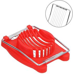 img 1 attached to 🥚 TangoLL Egg Slicer - Premium Hard-Boiled Egg Cutter with Durable Stainless Steel Wires (Red)