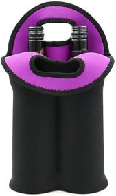 img 4 attached to Hipiwe Wine Carrier Tote Bag: Insulated Neoprene Holder for Two Bottles - Perfect for Travel with Secure Carry Handle (1PCS Black)