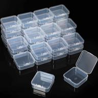 set of 36 small clear plastic bead storage containers with hinged lid - perfect for organizing crafts, jewelry, hardware, and small items (2.12 x 2.12 x 0.79 inches) logo