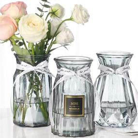 img 2 attached to 🏢 Set of 3 Grey Glass Vases for Flower Arrangements – 6" Size, Ideal for Office, Home, Weddings, Events, Bookshelf, and Desktop Decor