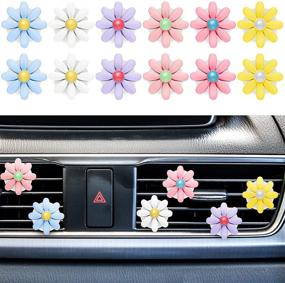 img 4 attached to Daisy Delight: 12-Piece Air Vent Clips for Car Interior Decoration & Freshening