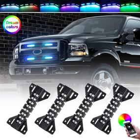 img 4 attached to 🚗 Chasing Dream Color LED Grille Lights - 4 Pods Front Grill Light - Smartphone APP Control/DIY Color/Music/Timing/Flashing Modes for Ram F150 F250 F350 Tacoma TRD PRO Front Trucks (SEO-Optimized Dream Color LED Grille Lights)