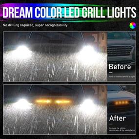 img 1 attached to 🚗 Chasing Dream Color LED Grille Lights - 4 Pods Front Grill Light - Smartphone APP Control/DIY Color/Music/Timing/Flashing Modes for Ram F150 F250 F350 Tacoma TRD PRO Front Trucks (SEO-Optimized Dream Color LED Grille Lights)