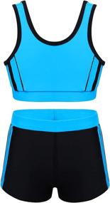 img 2 attached to 👙 Agoky Girls' Summer Tankini Swimsuit with Boyshorts - Racerback Top Swimwear for Kids