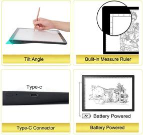 img 2 attached to 🌟 Усовершенствованная подзаряжаемая светодиодная плитка формата A4: ультратонкая трассировочная световая коробка с возможностью регулировки яркости - идеально подходит для художников, алмазной живописи, набросков и анимации