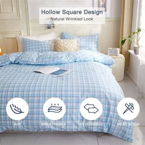 img 3 attached to 🔲 AMZTOP Blue Checkered Duvet Cover Twin - Teens Bedding Set Cotton Buffalo Plaid Comforter Cover - Modern Aesthetic Room Decor