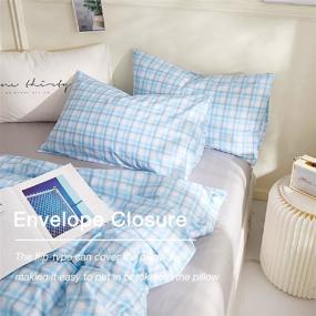 img 1 attached to 🔲 AMZTOP Blue Checkered Duvet Cover Twin - Teens Bedding Set Cotton Buffalo Plaid Comforter Cover - Modern Aesthetic Room Decor