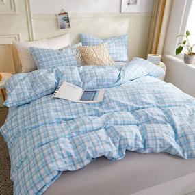 img 4 attached to 🔲 AMZTOP Blue Checkered Duvet Cover Twin - Teens Bedding Set Cotton Buffalo Plaid Comforter Cover - Modern Aesthetic Room Decor